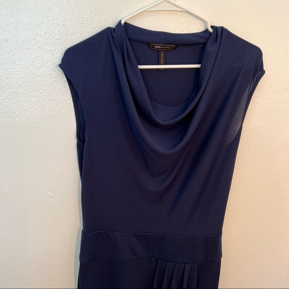 BCBGMAXAZRIA Sleeveless Dress Cowl Neck Navy Blue - Picture 3 of 12